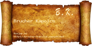 Brucher Kapolcs névjegykártya